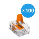 Multipack 100x Wago 221-412 Lasklem Verbindingsstuk| 2 Kabel Aansluiting